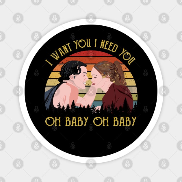 I need You Oh Baby Oh Baby Vintage Retro Magnet by Tentacle Castle